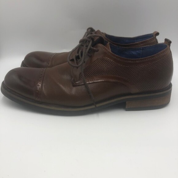 Steve Madden Mens Brown Leather Cap Toe Oxford Dress Shoes Size 8 Lesko Lace Up - Picture 5 of 14